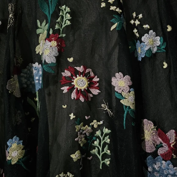 MAC DUGGAL Size 4 EMBROIDERED BISHOP SLEEVE V NECK FLOWY GOWN Dress Womens 4 - Picture 7 of 8